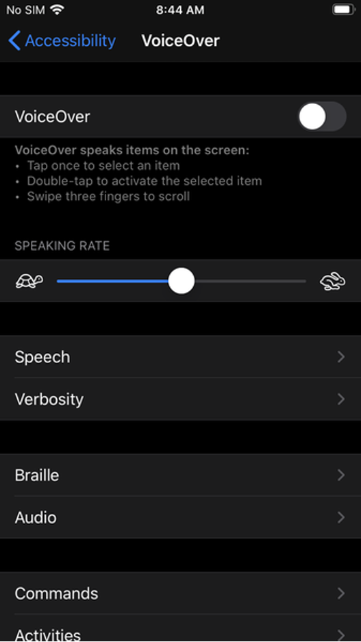 Turn VoiceOver in iPhone