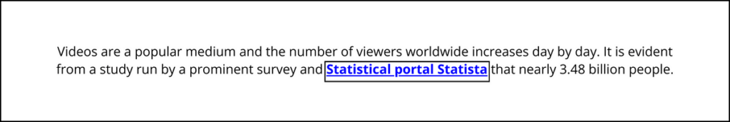 blue inline link that is underlined upon keyboard focus. A prominent black focus indicator surrounds the link.